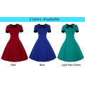 Belle Poque Stock Kurzarm Bogen-Knoten dekoriert Retro Vintage Blue 50er Party Kleid BP000068-2